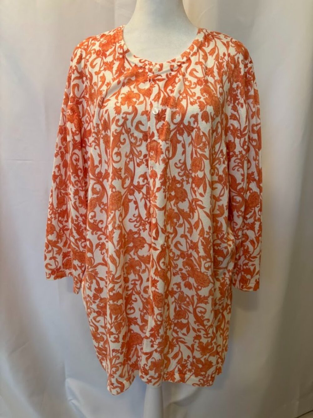 NWOT Christopher & Banks Orange Color Cardigan (100% Cotton) - 3x